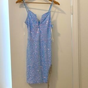 Beautiful sequin periwinkle, blue dance dress size small